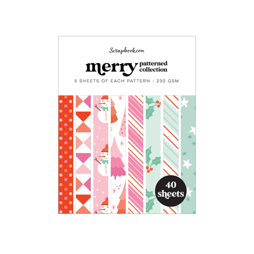 Scrapbook.com - Merry - Patterned Cardstock Paper Pad - Double Sided - A2 - 4.25 x 5.5 - 40 Sheets