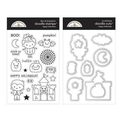 Doodlebug Design - Candy Carnival Collection - Die and Clear Photopolymer Stamp Set - Happy Halloween