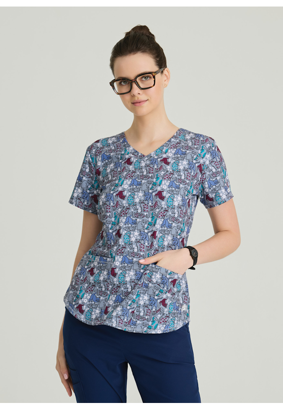 Skechers Perr Pattern V-Neck Print Scrub Tops
