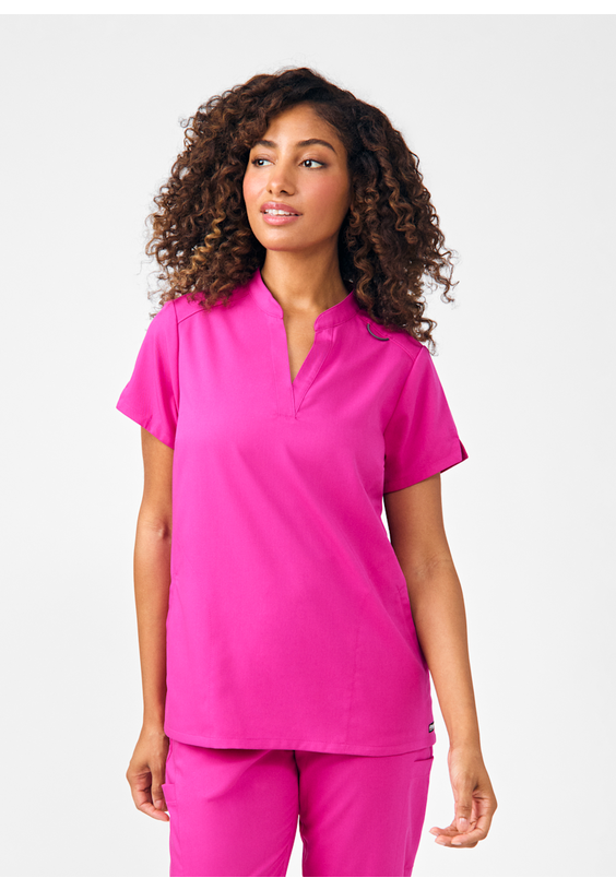 Grey's Anatomy Spandex Stretch Avery 2-Pocket Banded Collar Notch Sleeve Scrub Top