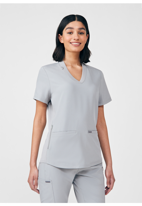 Landau Forward 3-Pocket V-Neck Rib Knit Scrub Top