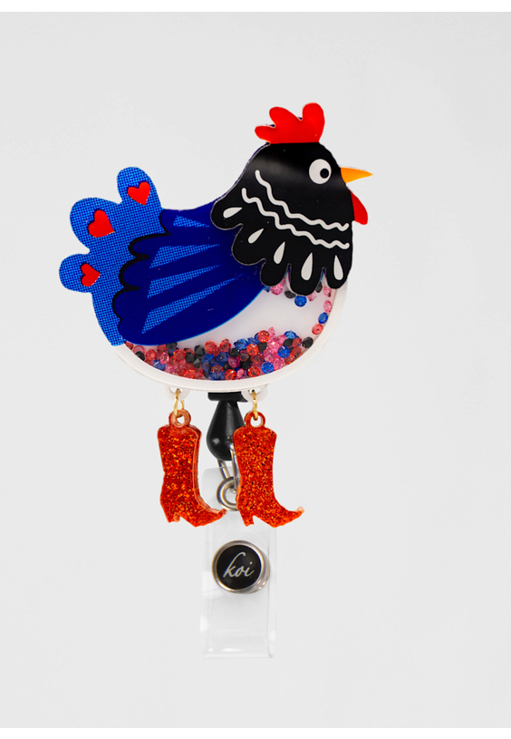 Koi Basics Chicken Boots Badge Reel