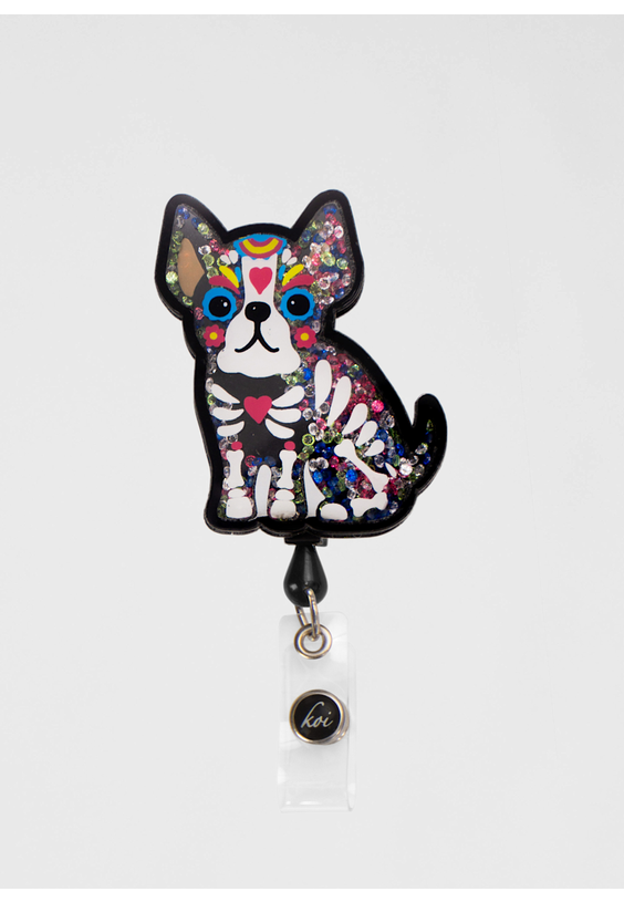 Koi Basics Skeleton Dog Badge Reel