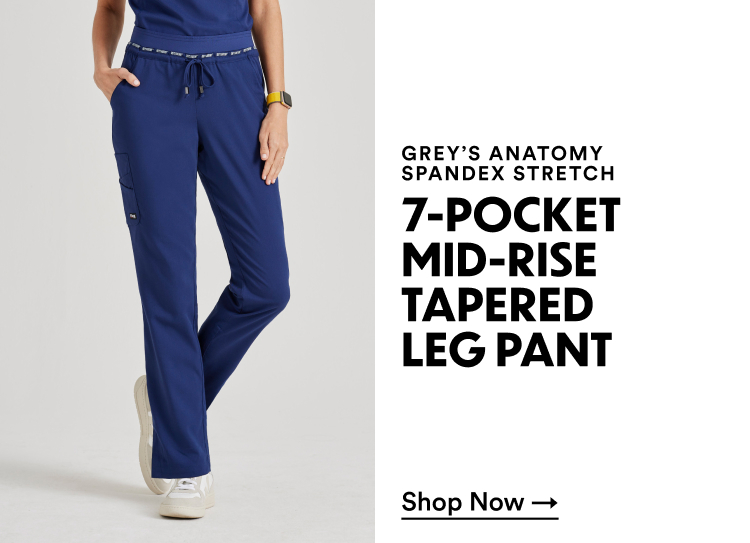 Grey's Anatomy Spandex Stretch 7-Pocket Mid-Rise Tapered Leg Pant | Shop Now