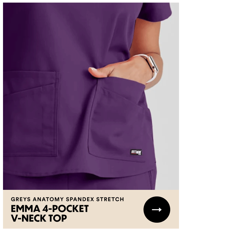Grey's Anatomy Spandex Stretch | Emma 4-Pocket V-Neck Top | Shop Now
