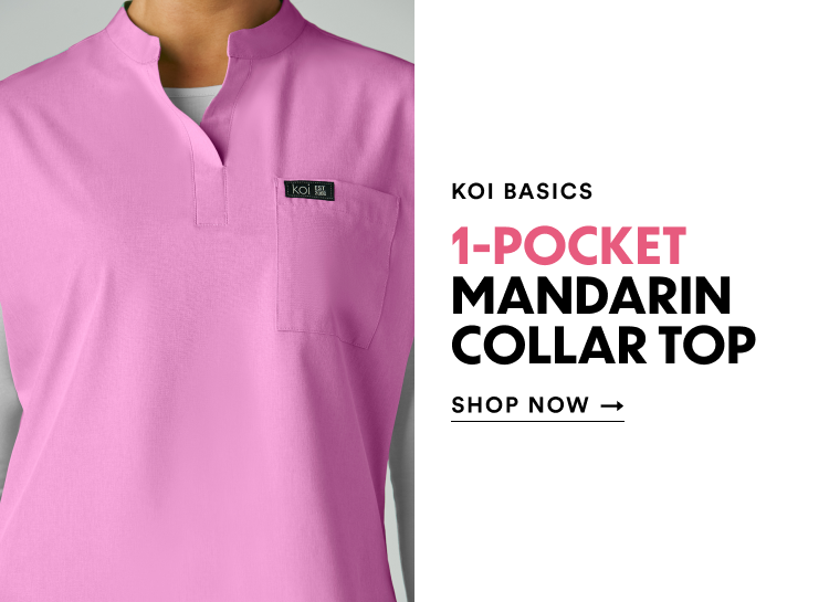 Koi Basics | 1-Pocket Mandarin Collar Top | Shop Now