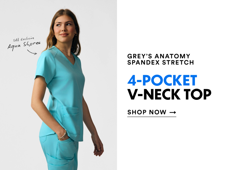 Grey's Anatomy Spandex Stretch | 4-Pocket V-Neck Top | Shop Now