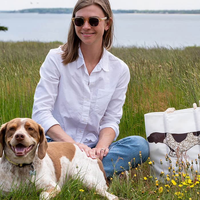 Woman with Dog and German Short Haired Pointer Tote