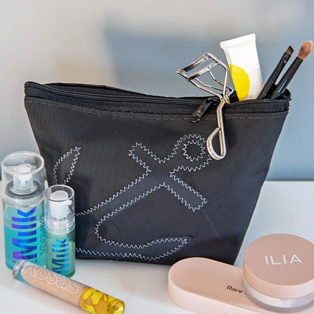 Black-on-Black Anchor Cosmetic Bag