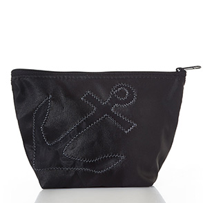 Black-on-Black Anchor Cosmetic Bag