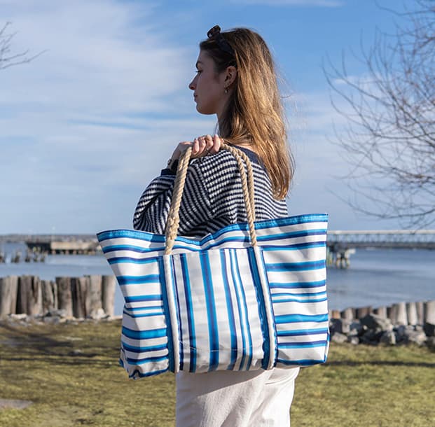 Santorini Stripe Pier Tote
