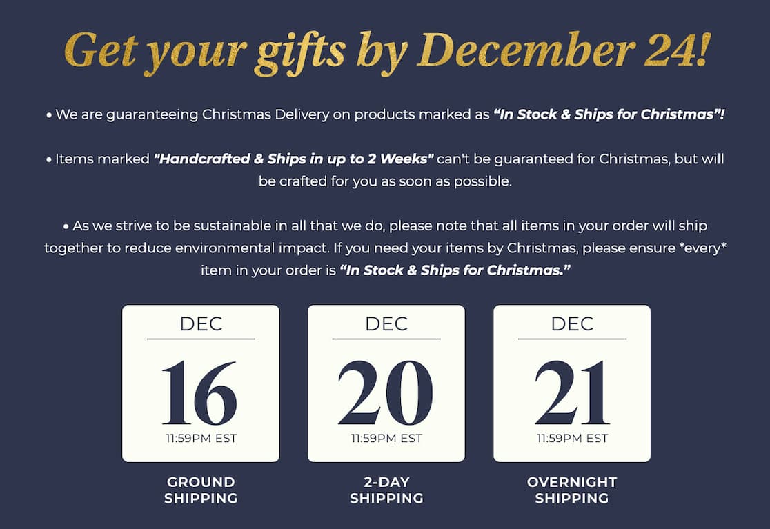 Get Your Gifts by December 24th.
