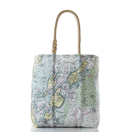 Casco Bay Nautical Chart Medium Tote