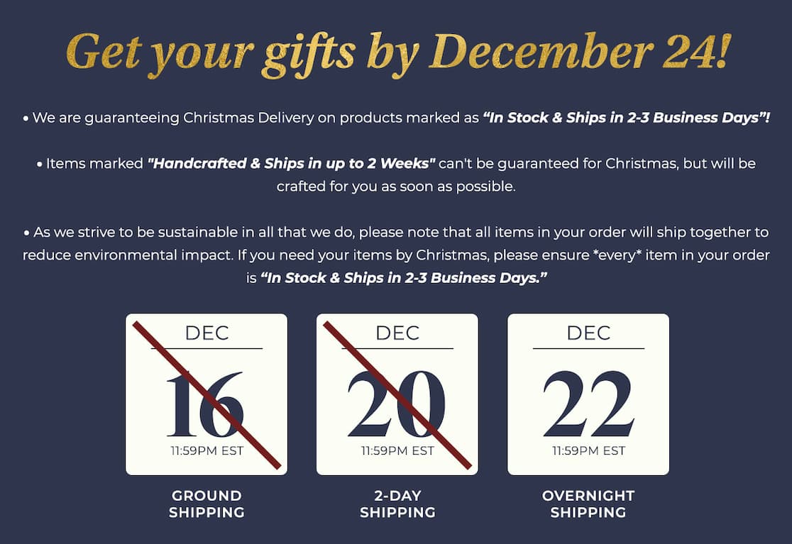 Get Your Gifts by December 24th.