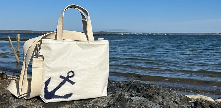 Navy Anchor Crossbody Tote