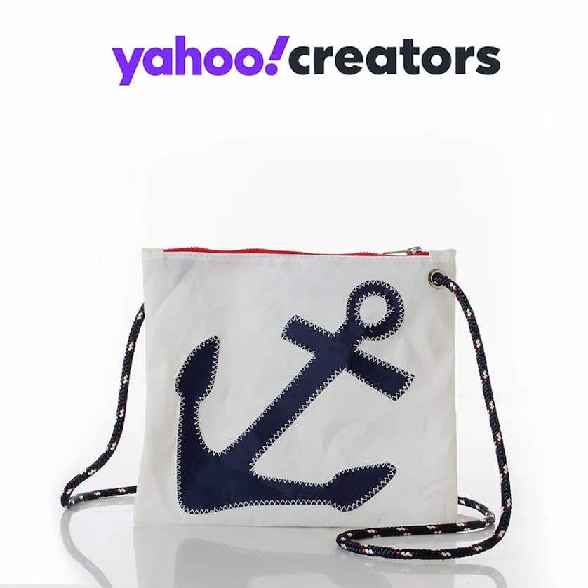 Navy Anchor Slim Crossbody Bag