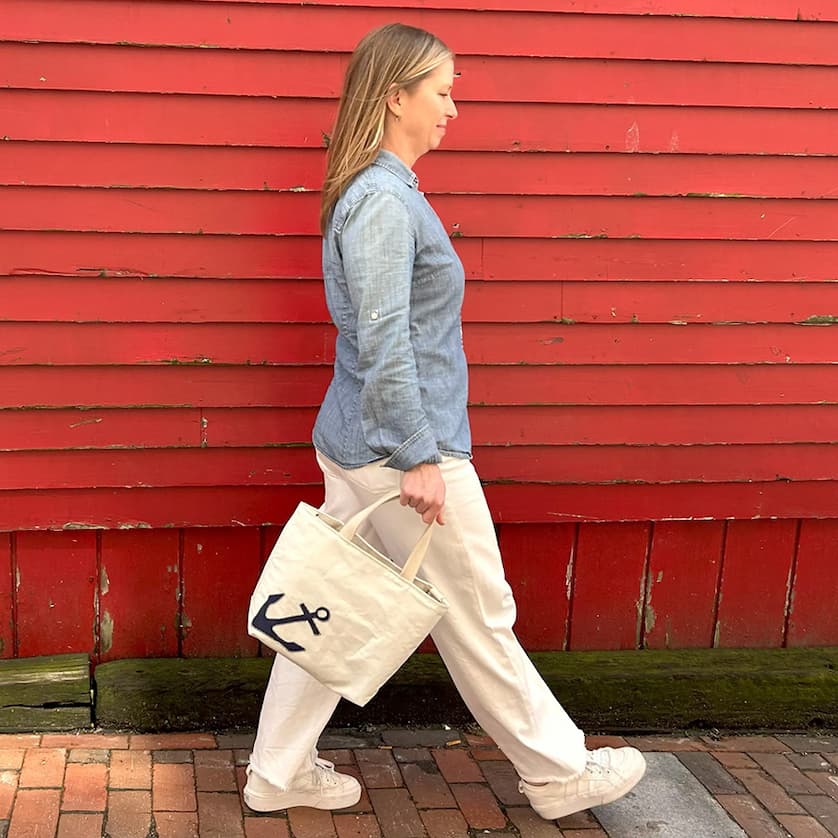 Navy Anchor Crossbody Tote