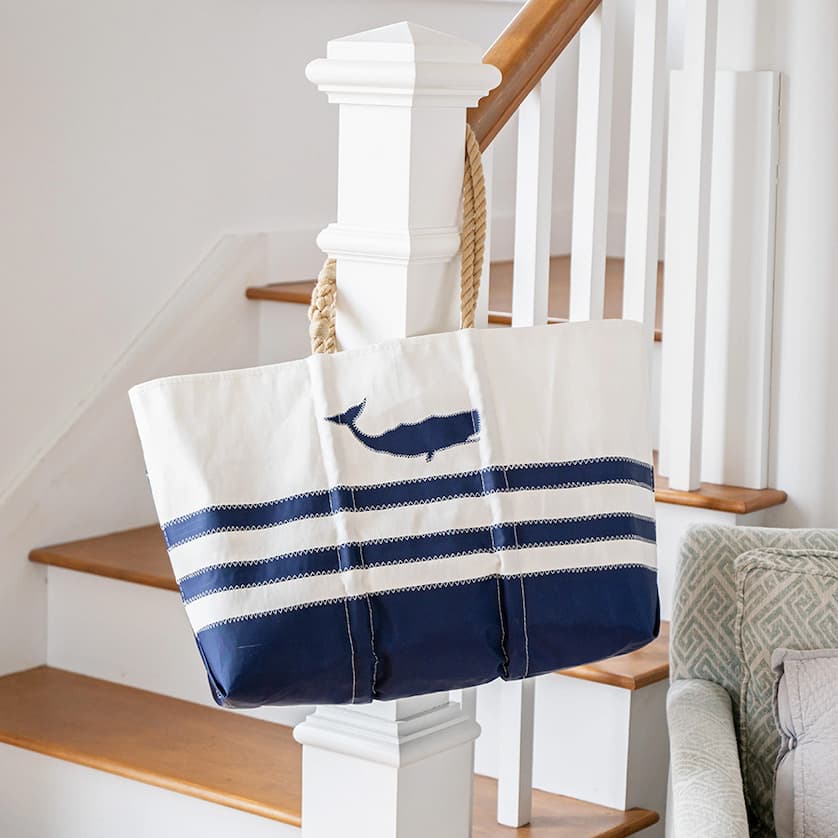 Breton Stripe Whale Ogunquit Beach Tote