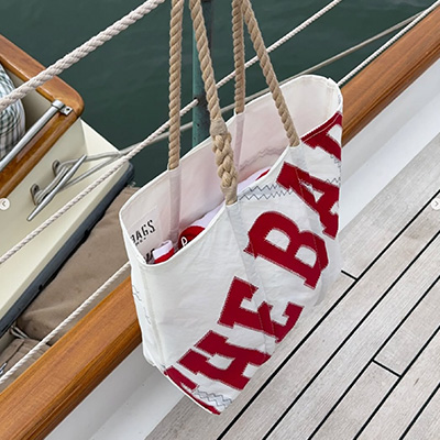 A custom Sea Bag on a boat
