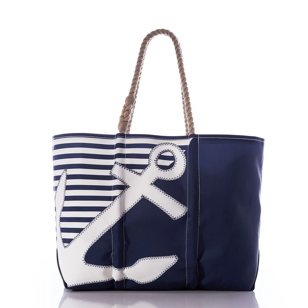 Image of Breton Stripe White Anchor Large Tote