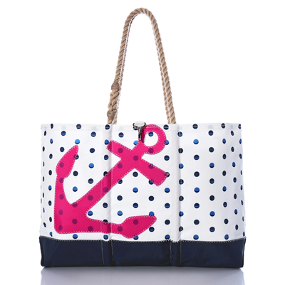 Fuchsia Anchor & Summer Dots Ogunquit Beach Tote