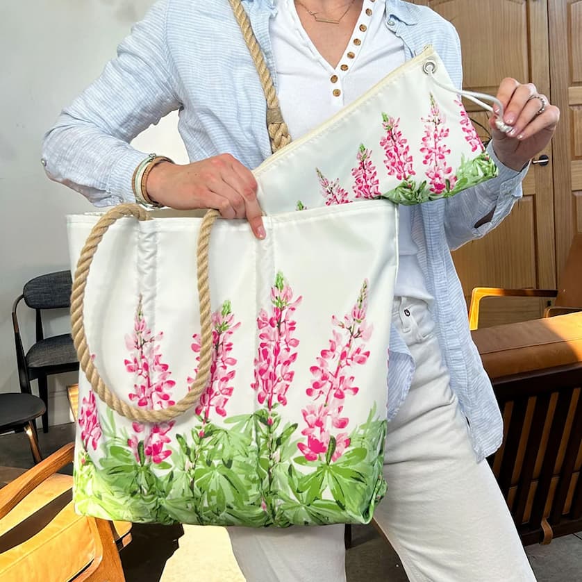 Cure Pink Lupine Medium Tote