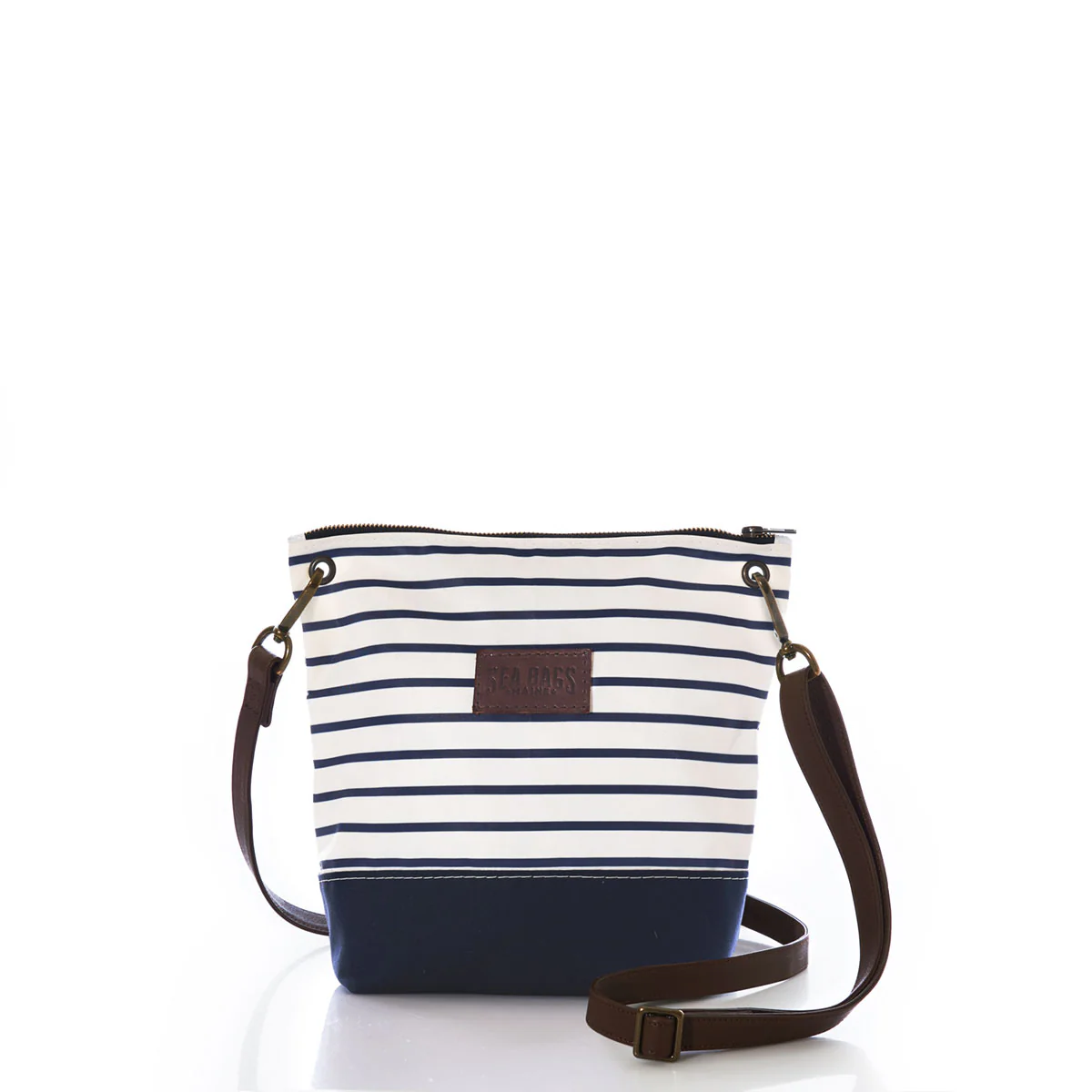 Image of Navy Mariner Stripe Chebeague Crossbody Bag