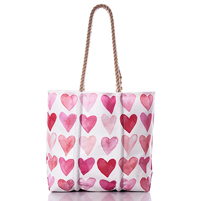 Watercolor Hearts Medium Tote