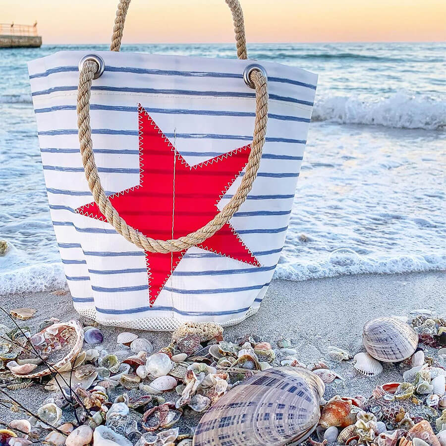 Breton Stripe and Star Beachcomber Bucket