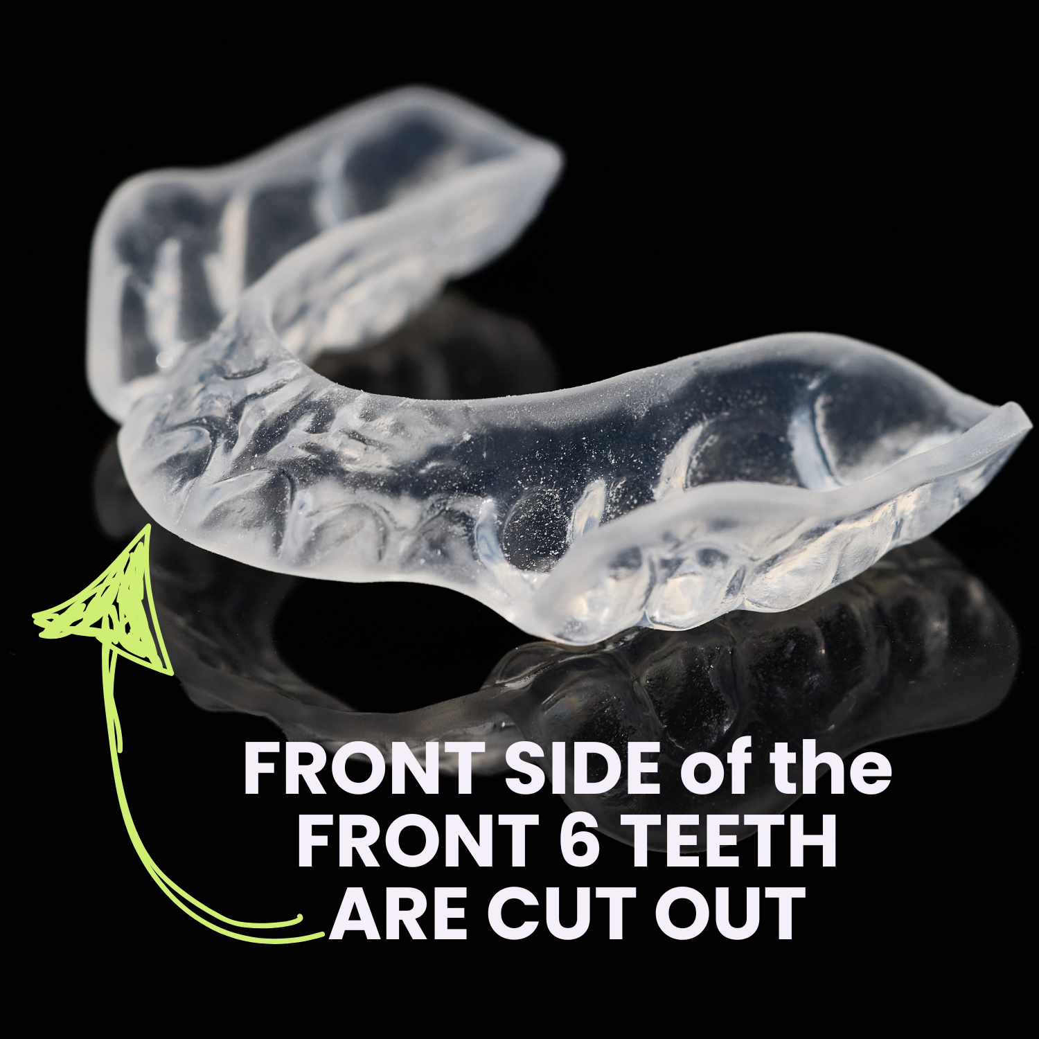 The front side of front 6 teeth are cut out