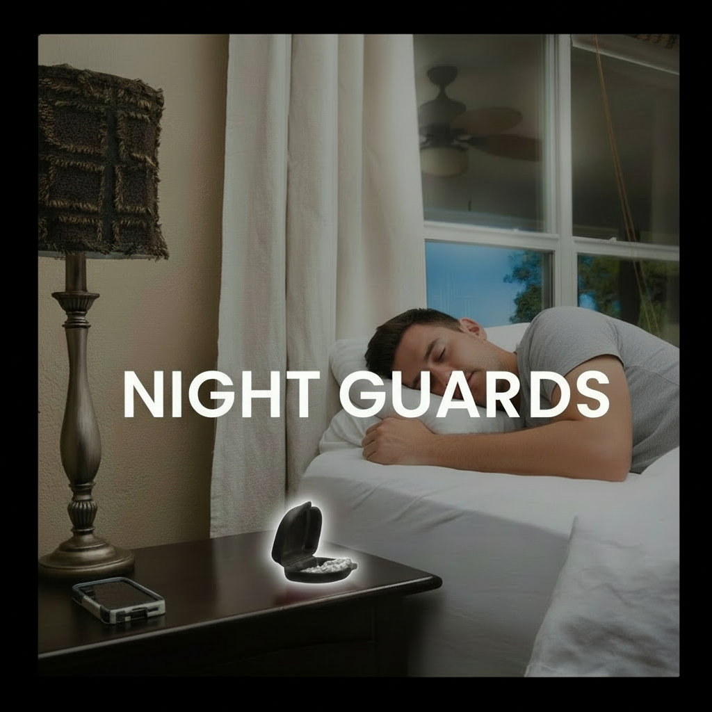an image of a woman sleeping in bed with a night guard