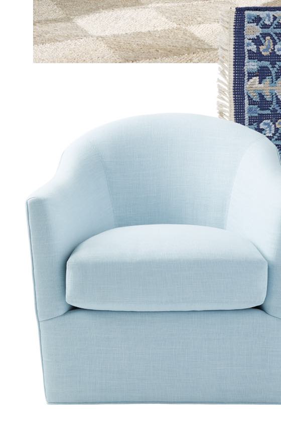 Provence Swivel Chair in Washed Linen Sky