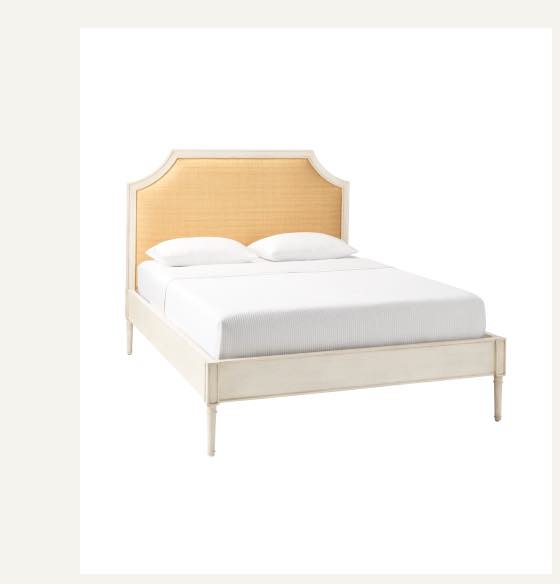 Lagos Bed - Washed White - Natural Raffia