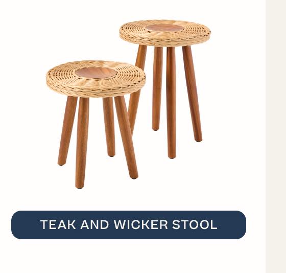 Teak and Wicker Stool