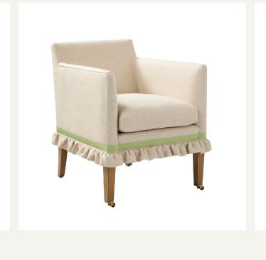 Marylebone Chair – Washed Linen Chalk with Pear Grosgrain Ribbon