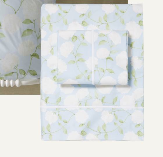 Hydrangea Percale Sheet Set
