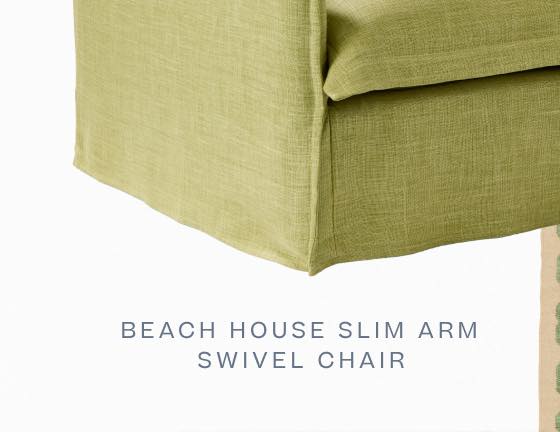 Beach House Slim Arm Petite Swivel Chair