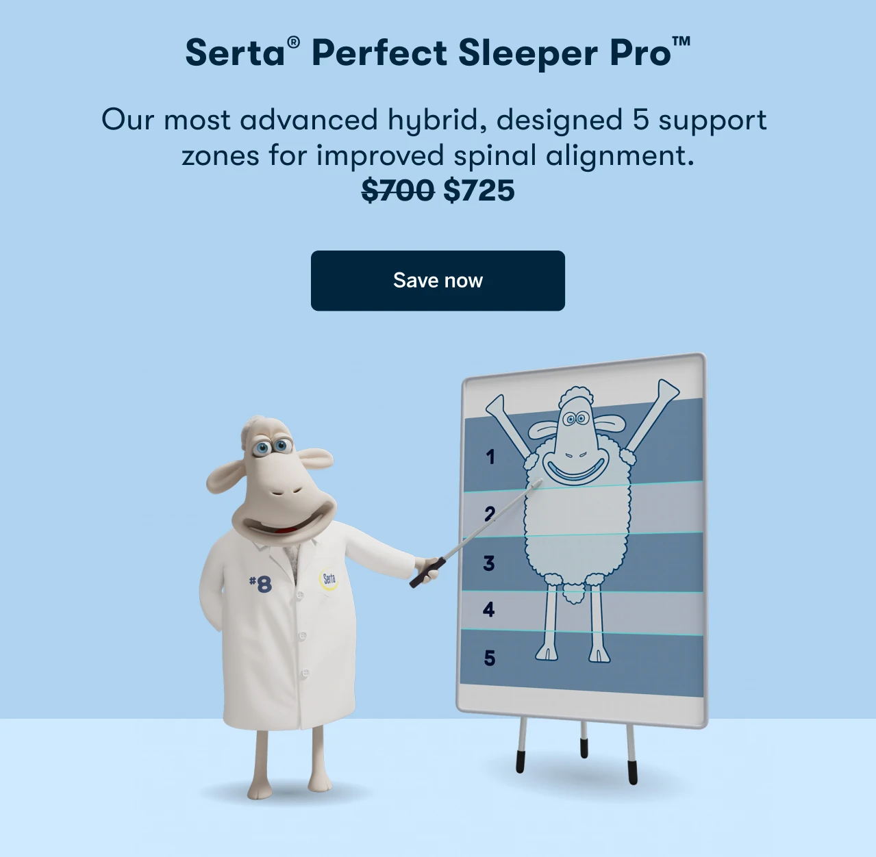 Serta® Perfect Sleeper Pro™&nbsp;| Our most advanced hybrid, designed 5 support zones for improved spinal alignment.&nbsp;&nbsp; | Save Now