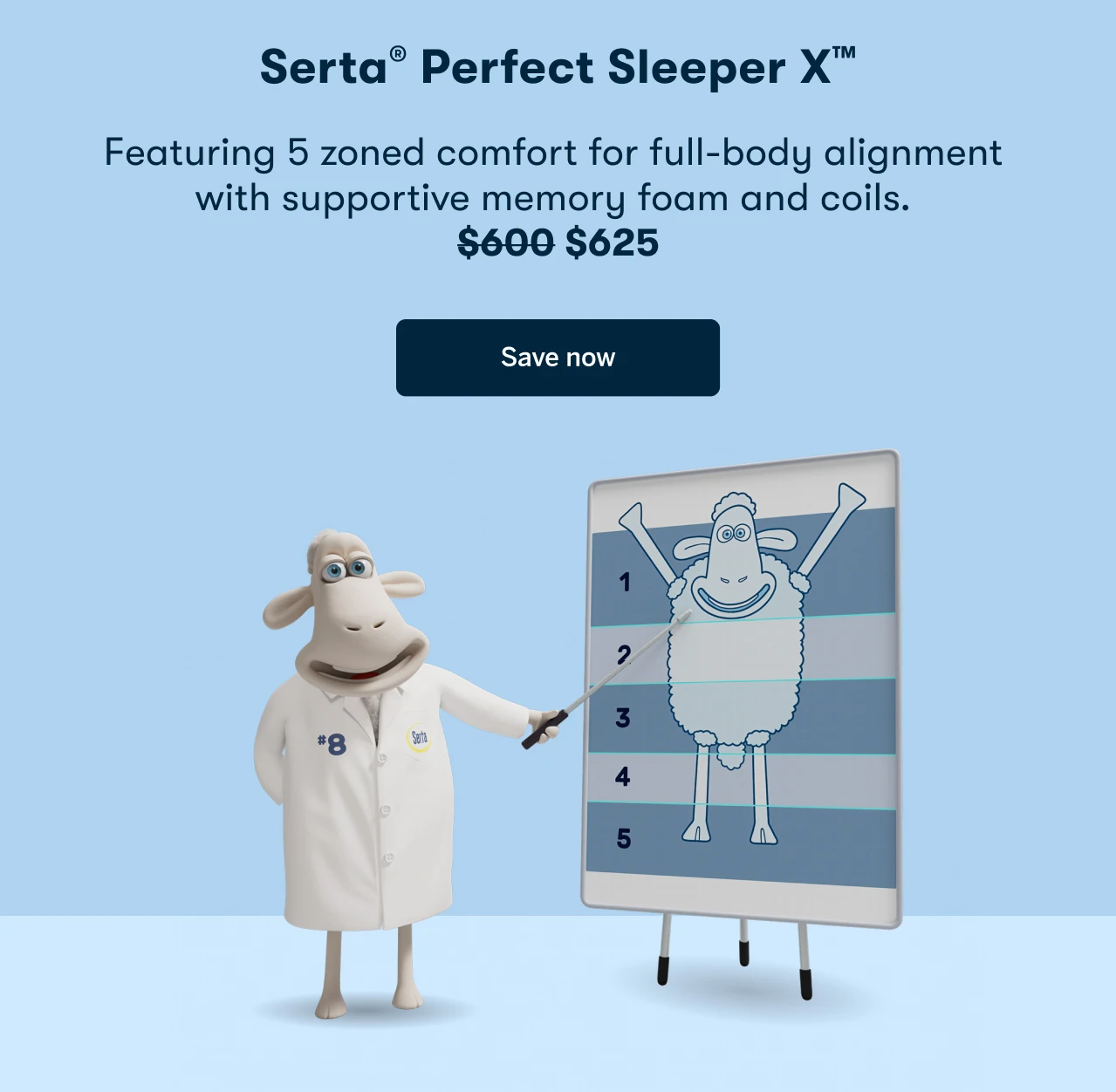  Serta® Perfect Sleeper X™&nbsp;| Featuring 5 zoned comfort for full-body alignment with supportive memory foam and coils.&nbsp;&nbsp; | Save Now
