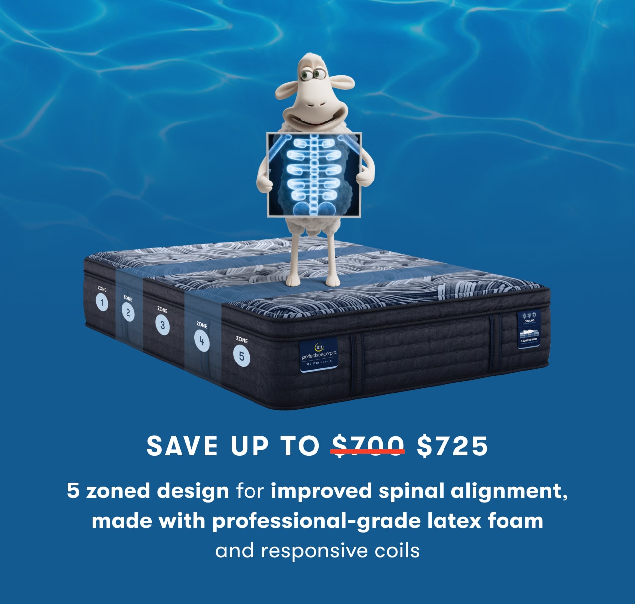 Save up to $725 | 5 zoned design for improved spinal alignment, made with professional-grade latex foam and responsive coils