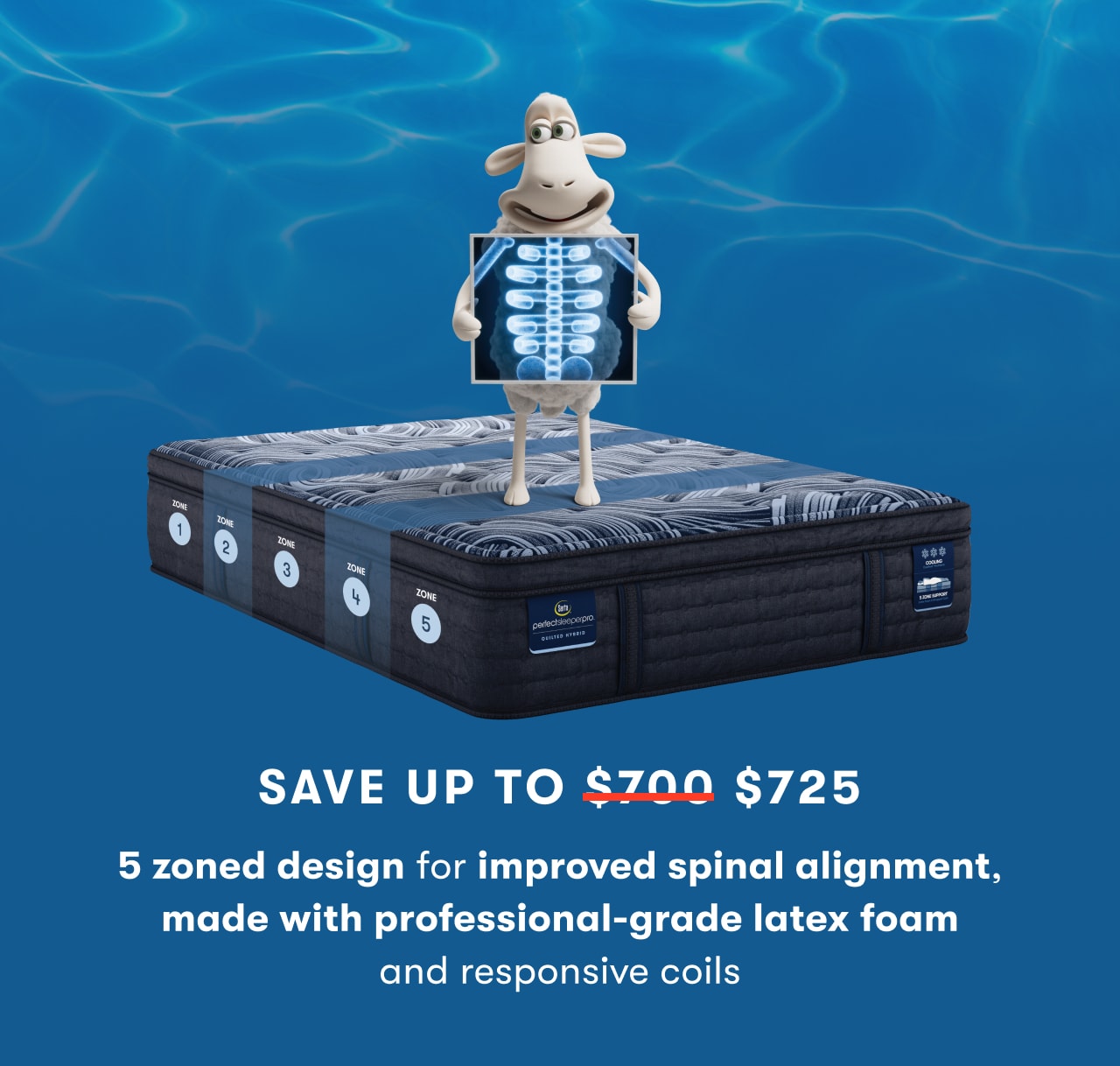 Save up to $725 | 5 zoned design for improved spinal alignment, made with professional-grade latex foam and responsive coils
