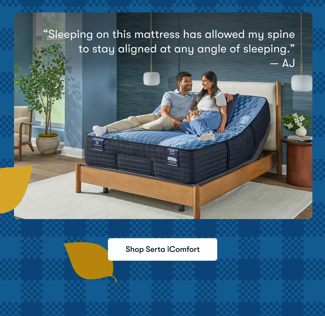 Sleeping on this mattress has allowed my spine to stay aligned at any angle of sleeping. | Shop Serta iComfort