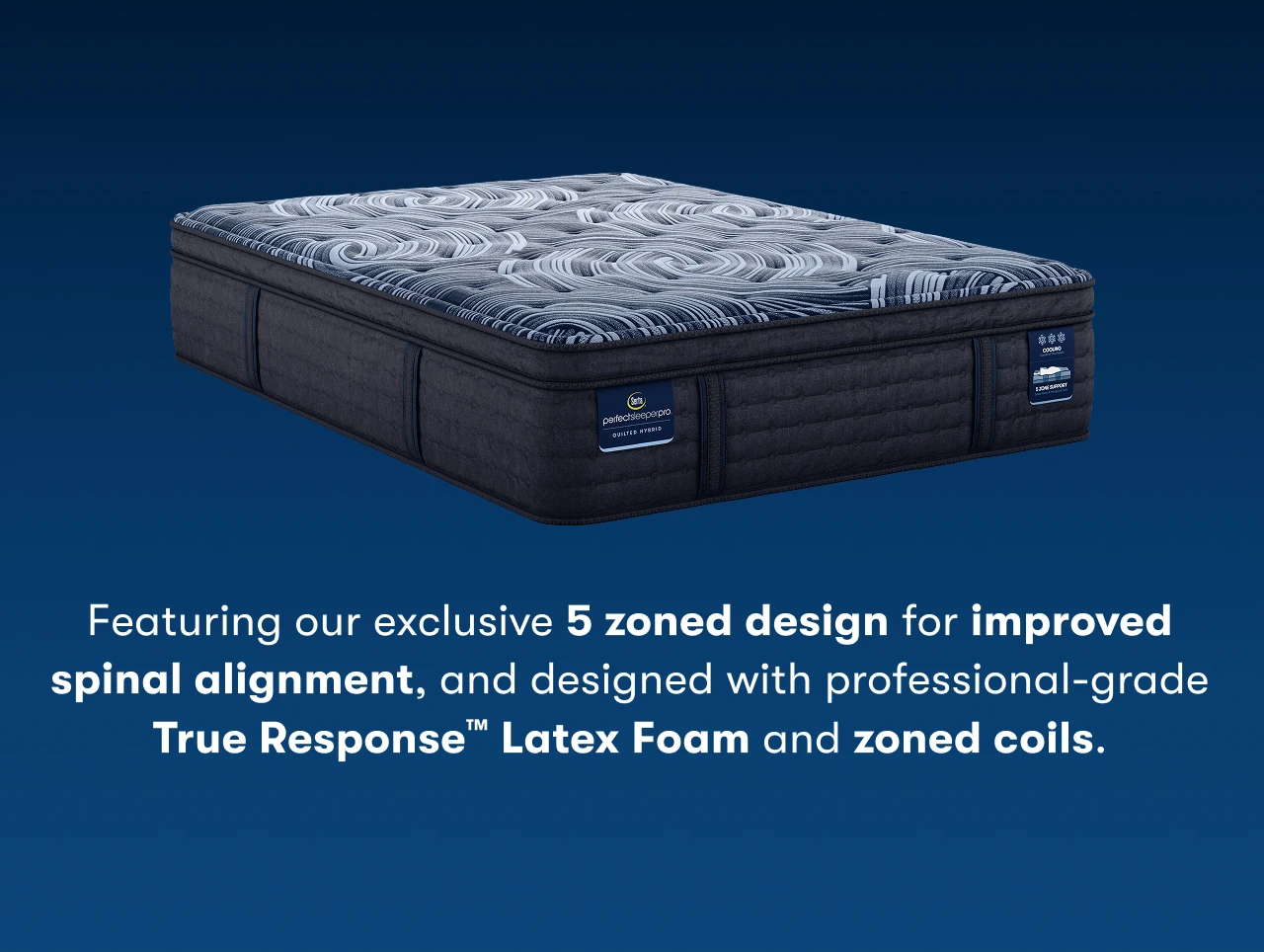 Featuring our exclusive 5 zoned design for improved spinal alignment, and designed with professional-grade True Response™ Latex Foam and zoned coils.