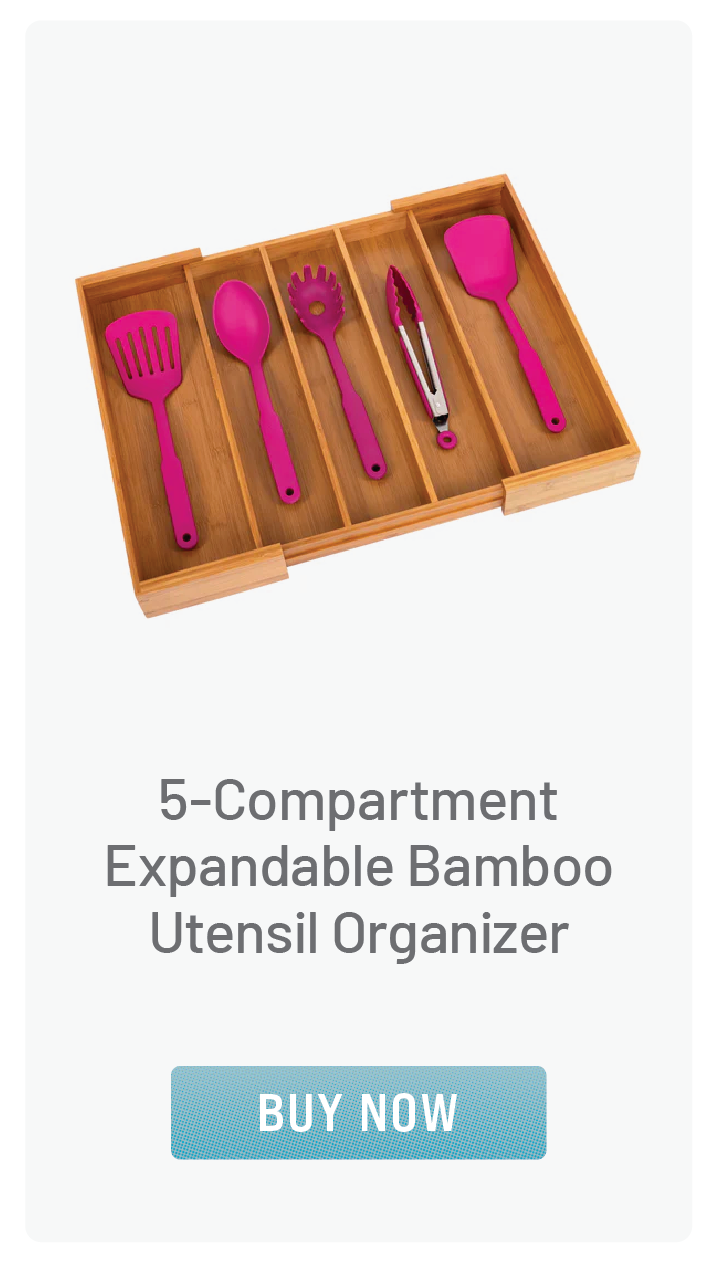 5-Compartment Expandable Bamboo Utensil Organizer
