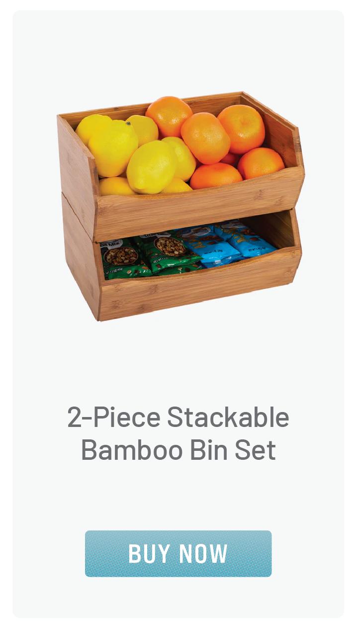 2-Piece Stackable Bamboo Bin Set