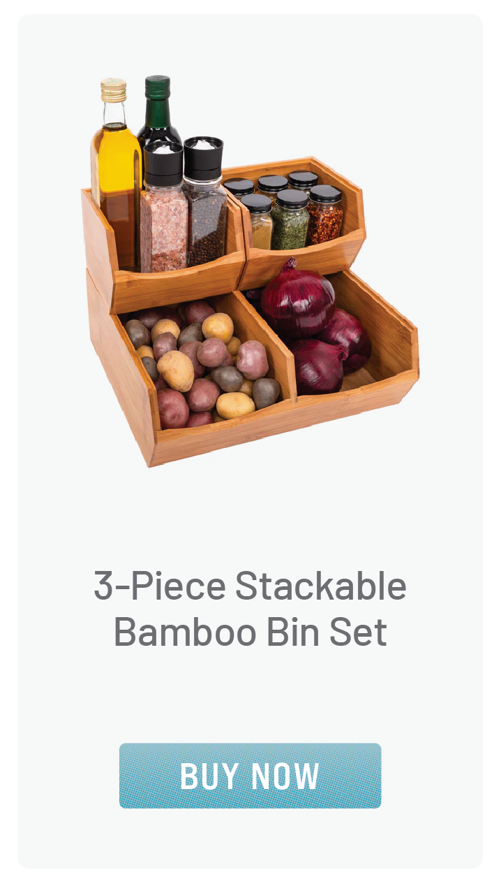 3-Piece Stackable Bamboo Bin Set