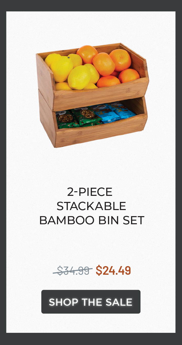 2-Piece Stackable Bamboo Bin Set