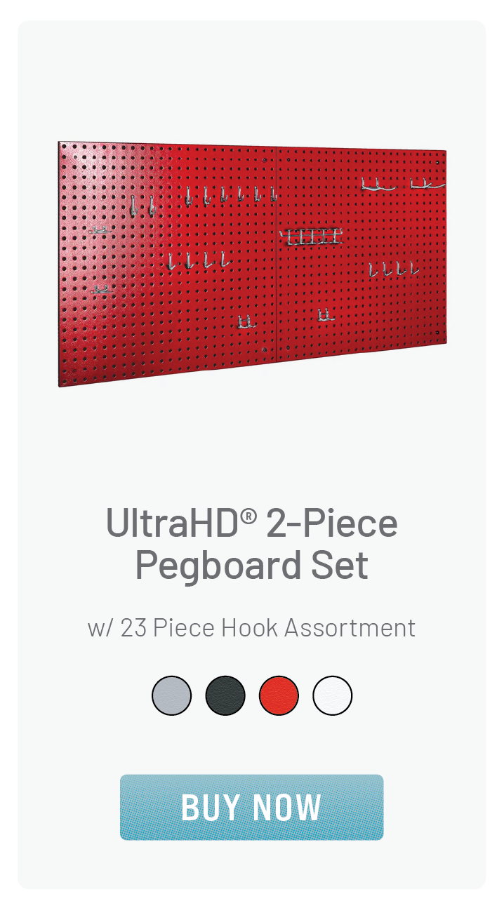 UltraHD® 2-Piece Pegboard Set w/ 23 Piece Hook Assortment