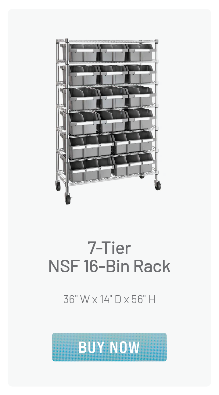 7-Tier NSF 16-Bin Rack