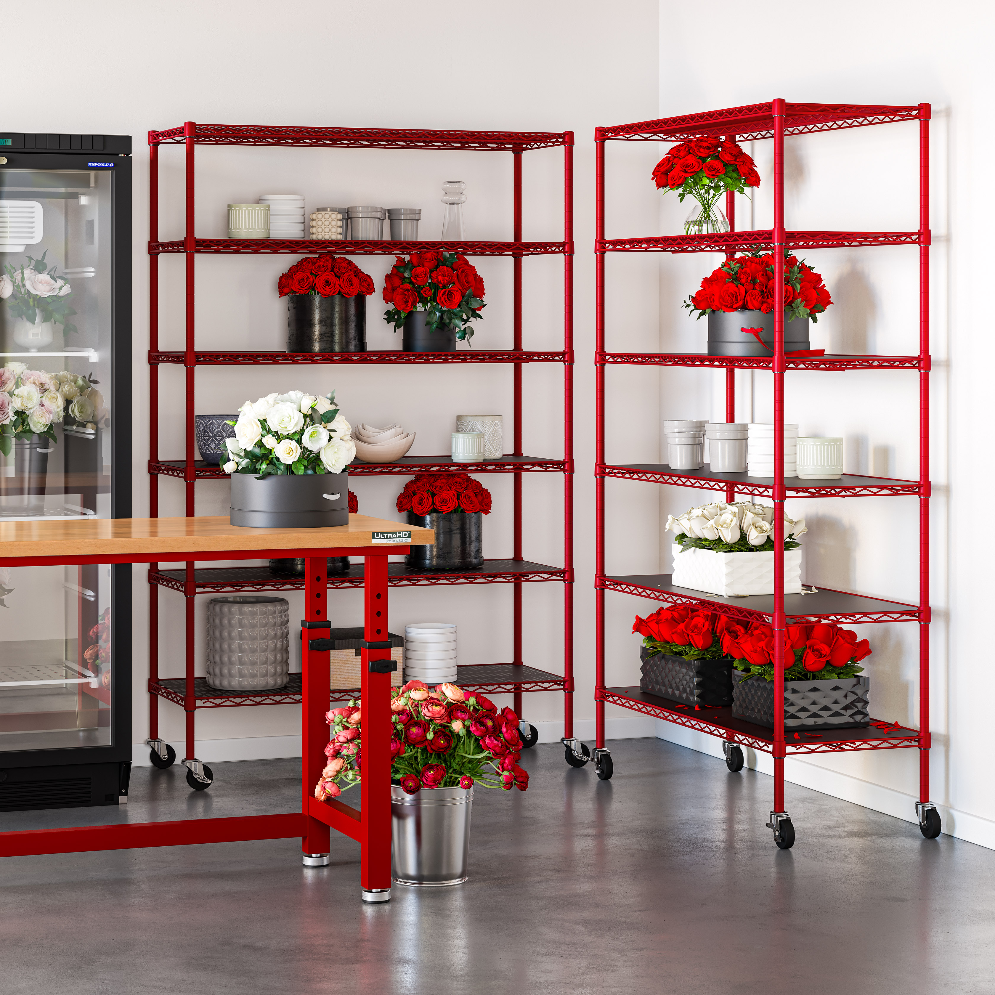 UltraDurable® 6-Tier NSF Steel Shelving in Red